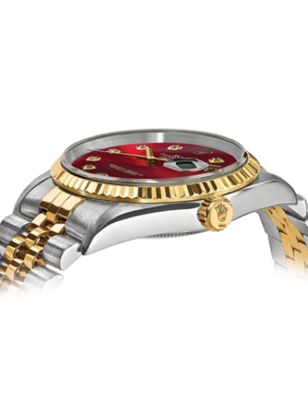 Pre-Owned Rolex 36mm Datejust - Custom Red Diamond Dial & 18k Gold Fluted Bezel